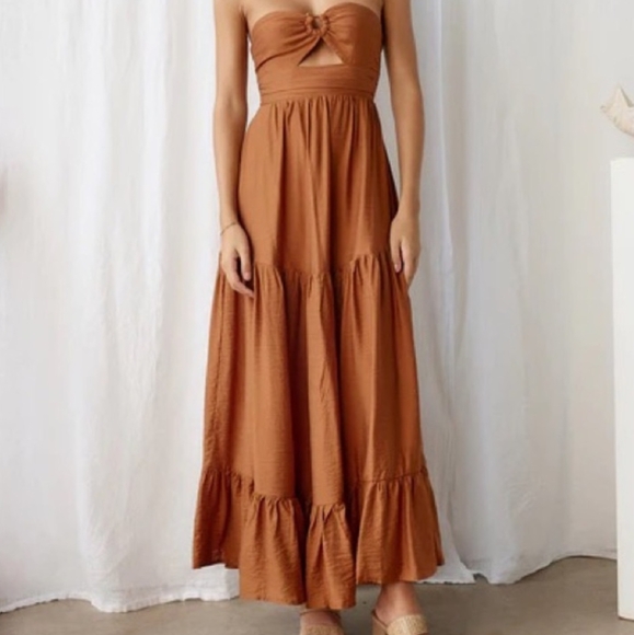 FORTUNATE ONE LET'S FLY AWAY MAXI DRESS in Terracotta - Picture 1 of 5